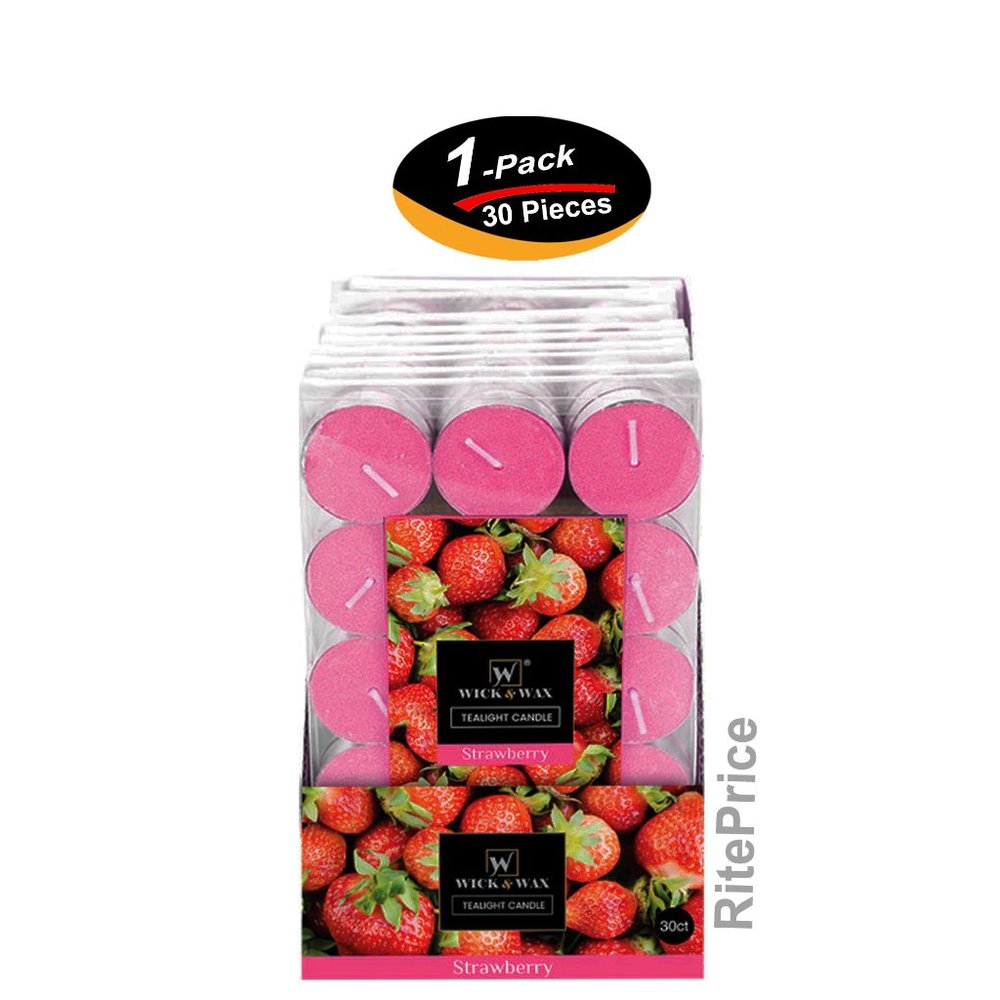 30 Pcs (1 Pack) Strawberry Tealight Candles, Aromatherapy 2.5 hrs Burn Freshener
